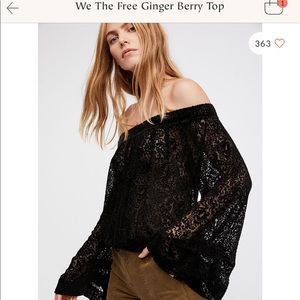 NWT Free People off the shoulder black velvet top